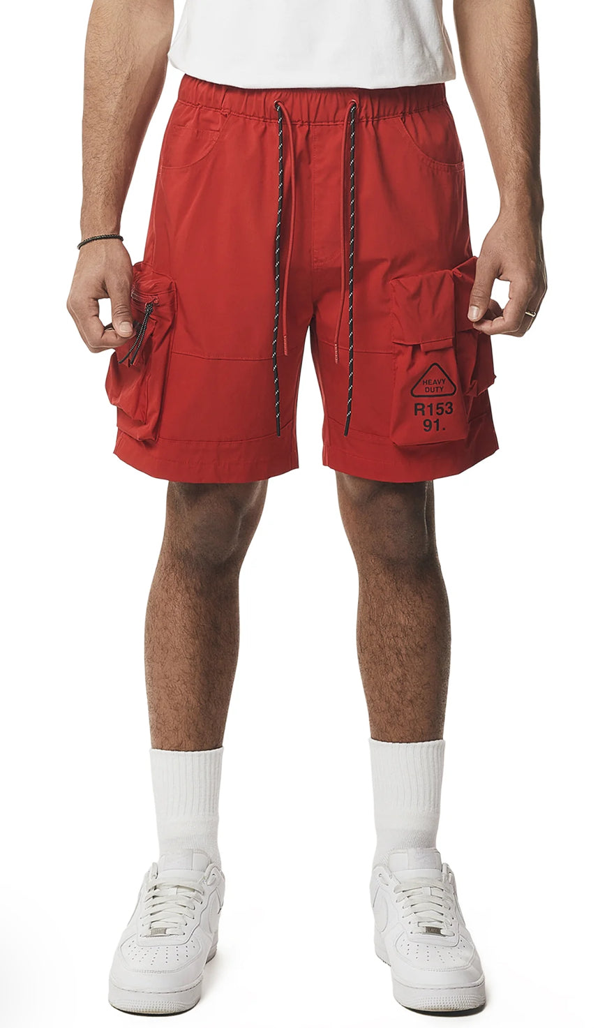 Utility Windbreaker Cargo Shorts - Red