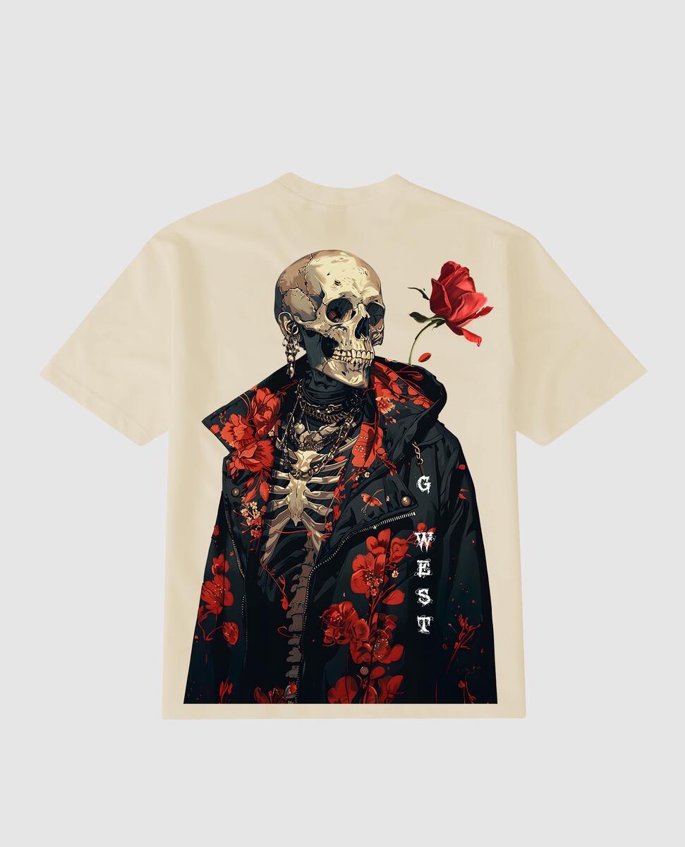 G WEST SKULL & ROSE T-SHIRT