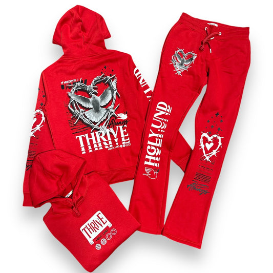 Thrive Stacked Sweatsuit Red