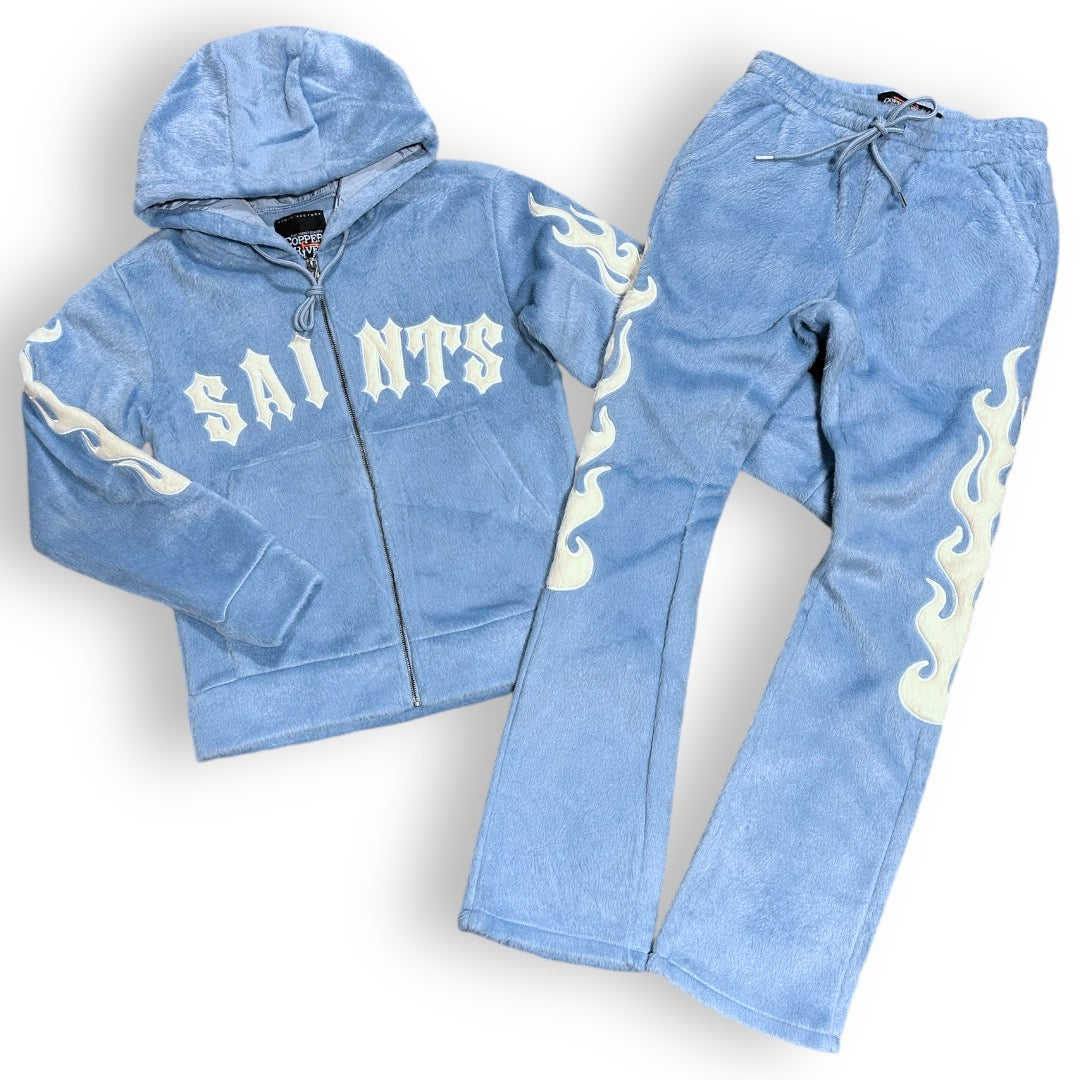 Mohair Stacked SweatSuit Blue